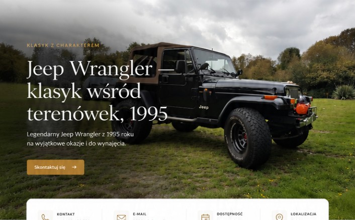 Czarny Jeep Wrangler YJ na trawie